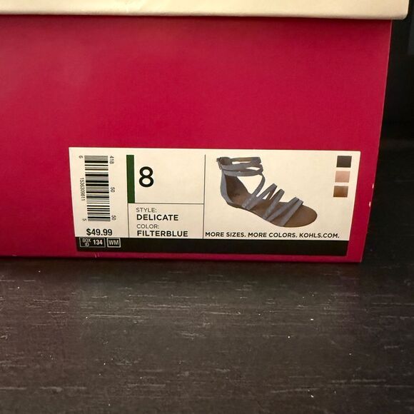 So Sonoma Light Blue Strappy Studded Gladiator Suede Sandals Women’s Size 8 - Picture 6 of 7